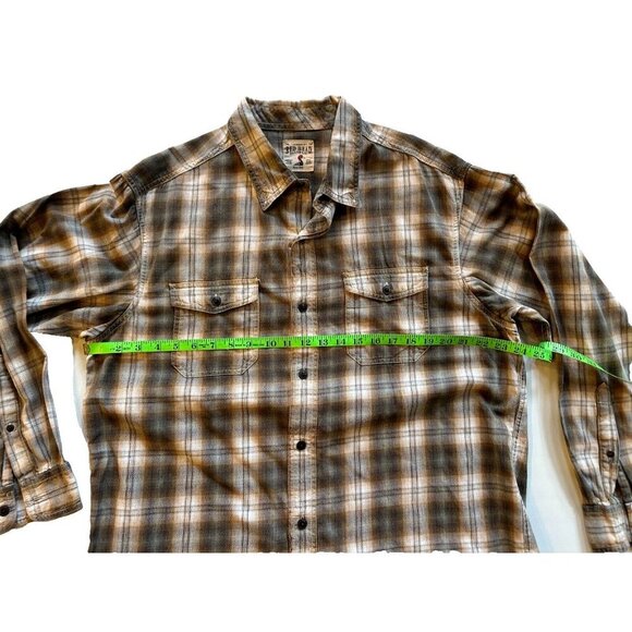 Red Head Shirt Mens Large Long Sleeve Pockets Button Front Flannel Plaid Choose - Picture 4 of 16